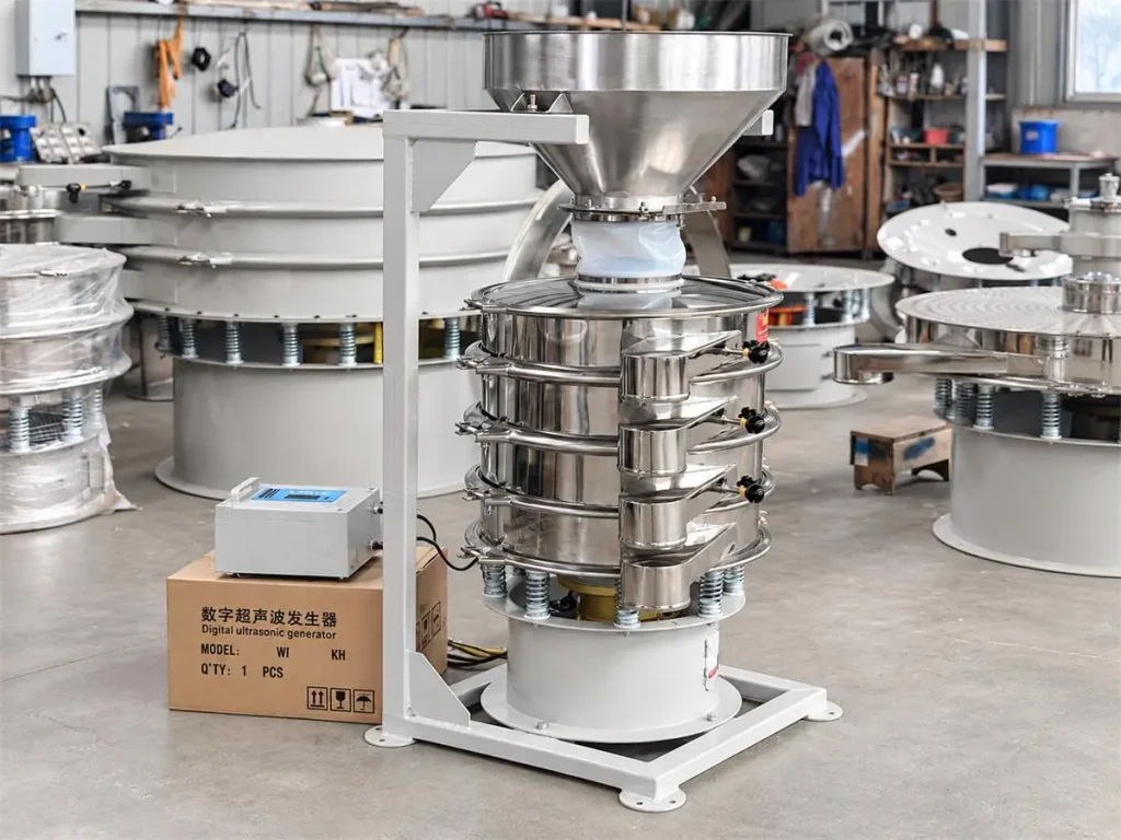 Ultrasonic Vibrating Screen with Feed Hopper